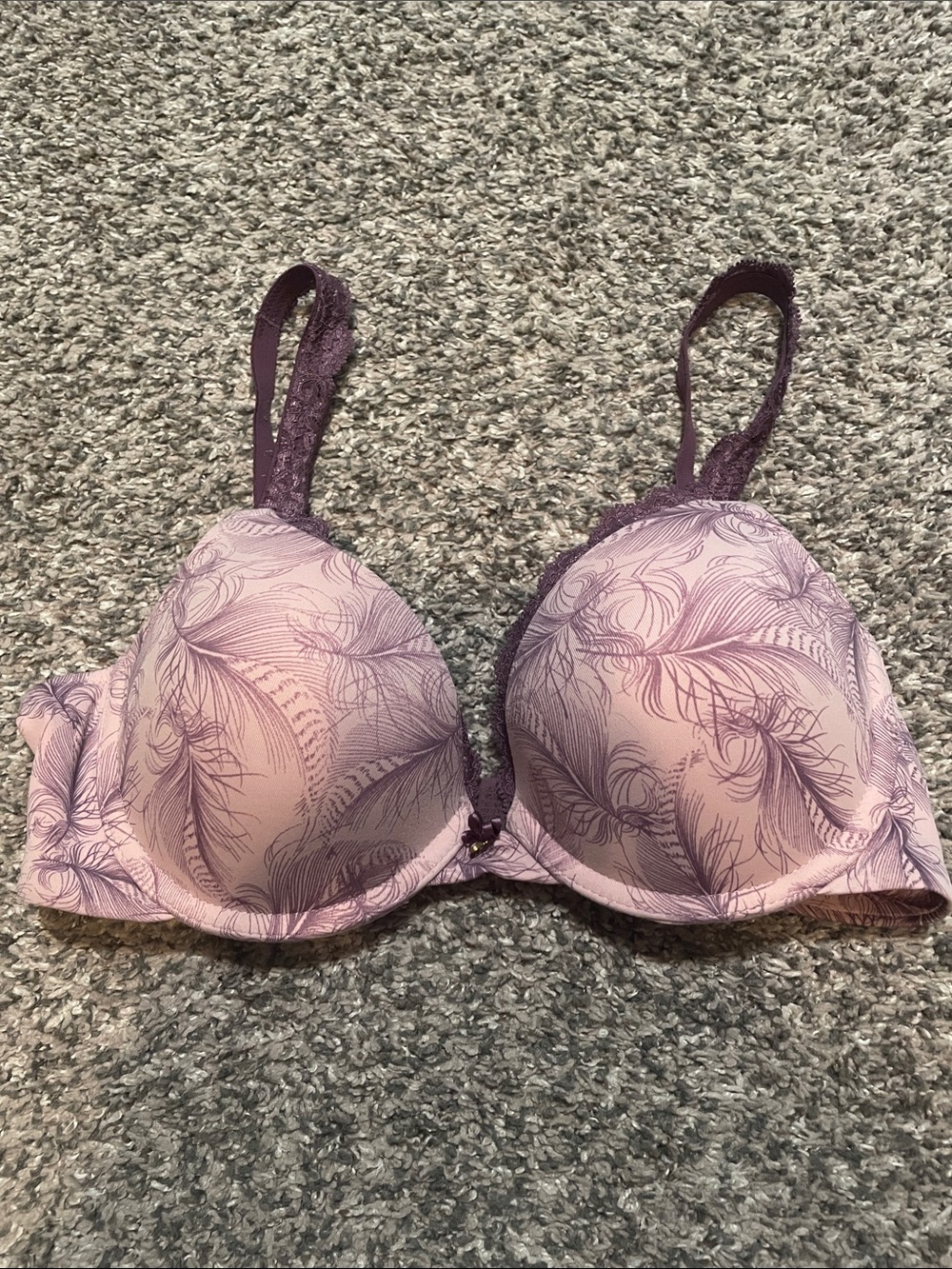 Soma Lavender Feather-Print Plunge Bra